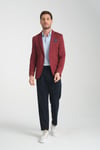 Joker Erkek Bordo Örme Esneyen Kumaş Slim Fit Mono Yaka Spor Blazer Ceket