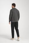 Joyson Erkek Gri Slim Fit Dar Kesim Dik Yaka Uzun Fermuarlı Düz Sweatshirt