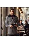 Kalın Erkek Ekose Desenli Kaşe Kaban Slim Fit