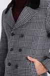 Kalın Erkek Ekose Desenli Kaşe Kaban Slim Fit
