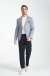 Keten Görünümlü İnce Ekose Slim Fit Erkek Blazer Ceket