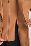 Koyu Camel Kapüşonlu Kalın Dik Yaka Erkek Kaşe Kaban Fermuarlı Regular Fit