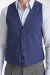 Lacivert Oxford Yakalı Basic Kruvaze V Yaka Slim Fit Yelek