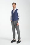 Lacivert Oxford Yakalı Basic Kruvaze V Yaka Slim Fit Yelek