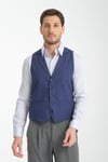 Lacivert Oxford Yakalı Basic Kruvaze V Yaka Slim Fit Yelek