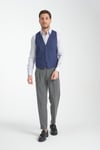 Lacivert Oxford Yakalı Basic Kruvaze V Yaka Slim Fit Yelek