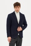 Lanz Erkek Koyu Lacivert Kaşe Kumaşlı Yarım Astar Torba Cepli Mono Yaka Spor Blazer Ceket