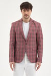 Lazue Erkek Bordo Poliviskon Kumaşlı Slim Fit Mono Yaka Spor Blazer Ceket