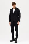 Lerma Erkek Siyah Torba Cepli Yarım Astar Ceket+Pileli Pantolon 2'li Slim Fit Takım Elbise