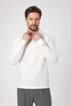 Lewin Erkek Ekru %100 Pamuk Waffle Çekmeyen Esneyen Kumaş Slim Fit Uzun Kol Polo Tişört