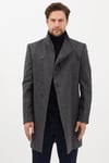 Liberto Erkek Kahve-Lacivert Şal Yaka Slim Fit Kaşe Kaban