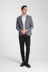 Loreo Erkek Gri Poliviskon Kumaş Yarım Astarlı Mono Yaka Slim Fit Spor Blazer Ceket