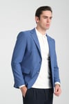 Loreo Erkek Mavi Poliviskon Kumaş Yarım Astarlı Mono Yaka Slim Fit Spor Blazer Ceket