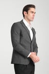 Loreo Erkek Siyah Poliviskon Kumaş Yarım Astarlı Mono Yaka Slim Fit Spor Blazer Ceket