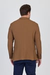 Lores Erkek Hardal Astarsız Soft Balıksırtı Desenli Esneyen Kumaş Likralı Spor Blazer Ceket