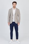 Lores Erkek Stone-Taş Astarsız Soft Balıksırtı Desenli Esneyen Kumaş Likralı Spor Blazer Ceket