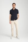 Lucero Erkek Lacivert %100 Pamuk Çekmeyen Slim Fit İnce Polo Yaka Spor Gömlek
