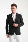 Lucos Erkek Siyah Yarım Astar Torba Cep Likralı Gofre Kumaşlı Spor Blazer Ceket