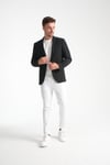 Lucos Erkek Siyah Yarım Astar Torba Cep Likralı Gofre Kumaşlı Spor Blazer Ceket