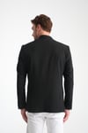 Lucos Erkek Siyah Yarım Astar Torba Cep Likralı Gofre Kumaşlı Spor Blazer Ceket