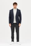 Luduno Erkek Antrasit Kalın Mono Yaka Slim Fit Casual Blazer Ceket