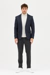 Luduno Erkek Antrasit Kalın Mono Yaka Slim Fit Casual Blazer Ceket