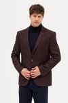 Luduno Erkek Kahve Kalın Mono Yaka Slim Fit Casual Blazer Ceket