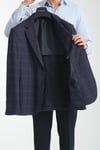 Maino Erkek Lacivert Ekose Yarım Astar Slim Fit Mono Yaka Spor Blazer Ceket