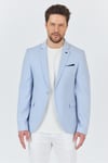 Manzoni Erkek Buz Mavi Polyviskon Kumaşlı Mono Yaka Slim Fit Blazer Ceket