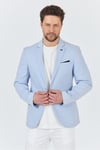 Manzoni Erkek Buz Mavi Polyviskon Kumaşlı Mono Yaka Slim Fit Blazer Ceket