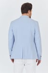 Manzoni Erkek Buz Mavi Polyviskon Kumaşlı Mono Yaka Slim Fit Blazer Ceket