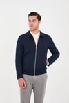 Marcio 360 Esneyen Örme Erkek Koyu Lacivert Fermuarlı Slim Fit Polo Yaka Ceket Mont