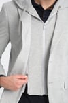 Marcio Erkek Gri Çıkarılabilir Kapşonlu Yarım Astar Slim Fit Mono Yaka Spor Blazer Ceket