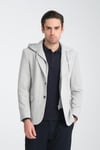 Marcio Erkek Gri Çıkarılabilir Kapşonlu Yarım Astar Slim Fit Mono Yaka Spor Blazer Ceket