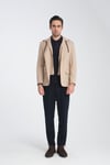 Marcio Erkek Krem Çıkarılabilir Kapşonlu Yarım Astar Slim Fit Mono Yaka Spor Blazer Ceket