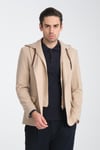 Marcio Erkek Krem Çıkarılabilir Kapşonlu Yarım Astar Slim Fit Mono Yaka Spor Blazer Ceket
