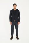Marcio Erkek Lacivert Çıkarılabilir Kapşonlu Yarım Astar Slim Fit Mono Yaka Spor Blazer Ceket