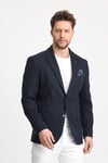 Marcio Erkek Lacivert Pamuk Karışımlı Esneyen Kumaş Mono Yaka Slim Fit Spor Blazer Ceket