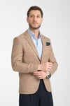 Marega Erkek Bej Ekose Slim Fit Mono Yaka Spor Blazer Ceket
