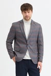 Maregas Erkek Navy-Hardal Pamuklu Ekose Slim Fit Mono Yaka Spor Blazer Ceket