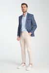 Mario Erkek Açık LacivertEkose Slim Fit Mono Yaka Spor Blazer Ceket
