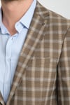 Mario Erkek Bej Ekose Slim Fit Mono Yaka Spor Blazer Ceket