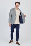 Martinelli Erkek Koyu Lacivert Ufak Desenli Polyviskon Kumaşlı Spor Blazer Ceket