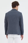 Mathus Erkek Lacivert Poliviskon Kumaşlı Kazayağı Desenli Slim Fit Mono Yaka Spor Blazer Ceket