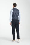 Mavi-Bordo Ekose Desenli V Yaka Kruvaze Yelek Slim Fit