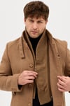 Maxi Erkek Camel Kaşe Kalın Kaban Palto Çıkma Ribana Yakalı Standart Fit