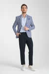 Medardo Erkek Saks Ekoseli Slim Fit Dar Kesim Mono Yaka Spor Blazer Ceket