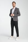 Melanj Siyah Modern Erkek Blazer Mono Yaka Spor Ceket Örme