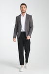 Melanj Siyah Modern Erkek Blazer Mono Yaka Spor Ceket Örme