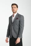 Mendes Erkek Siyah Ekose Slim Fit Mono Yaka Spor Blazer Ceket
